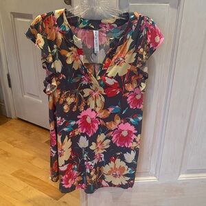 Elegant Floral Cap Sleeve Blouse